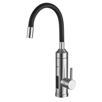 Проточный кран-водонагреватель ELW-35-EF/BLACK/3,3kWSUS/индикатор температуры/рефлекторный излив/на мойку  (ZX5970)